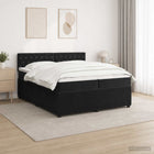 Boxspringbed 200x200 cm zwart fluweel met matras