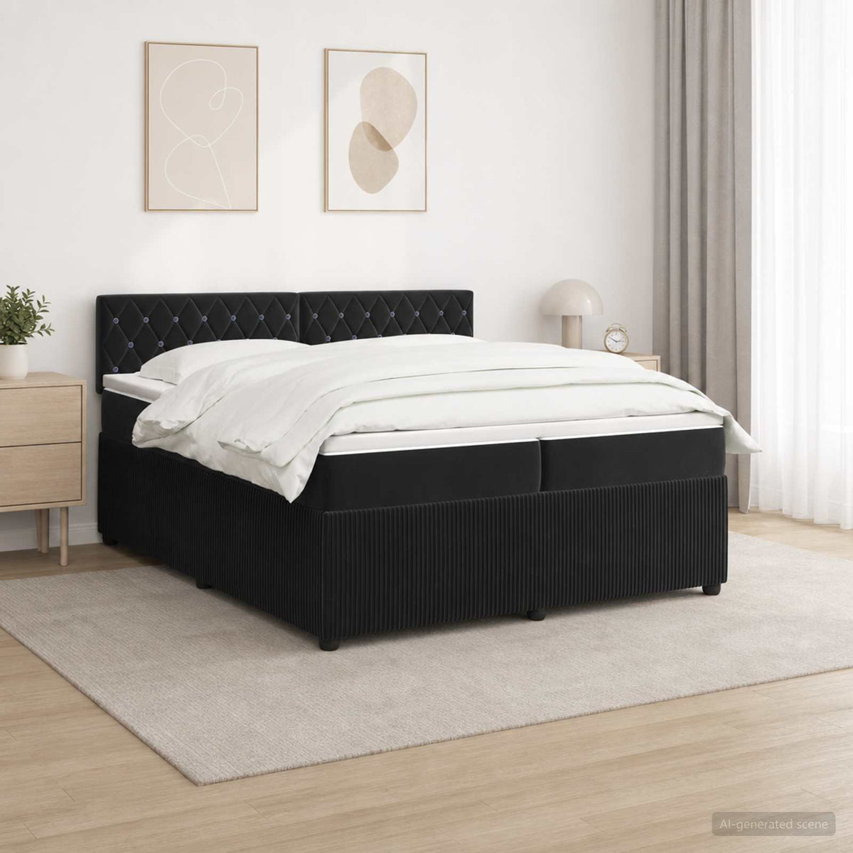 Boxspringbed met matras Zwart 200 x 200 cm Fluweel