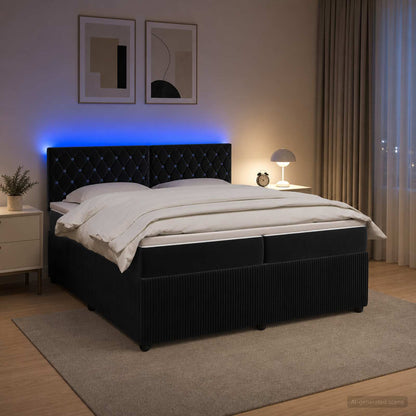 Boxspringbed met matras Zwart 200 x 200 cm Fluweel
