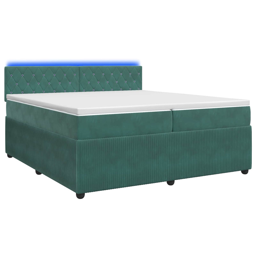 Boxspringbed met matras Donkergroen 200 x 200 cm Fluweel