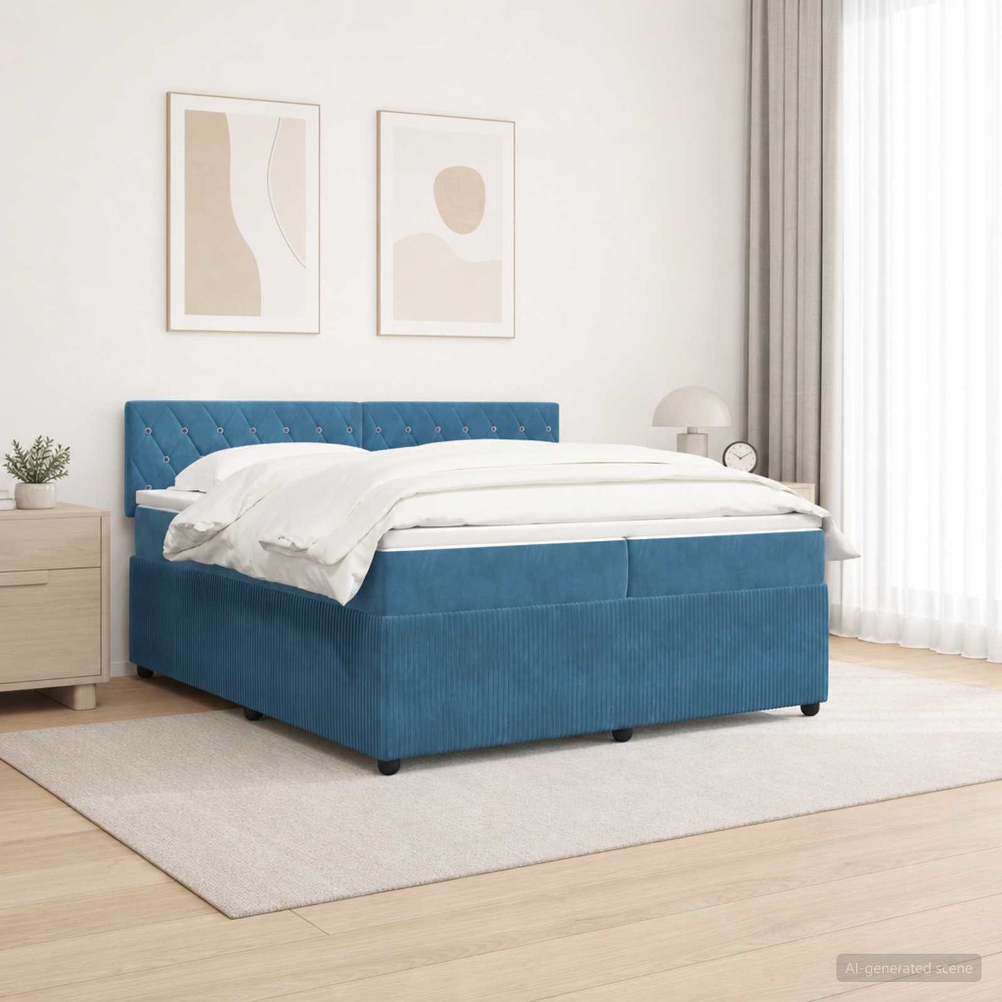 Boxspringbed met matras Blauw 200 x 200 cm Fluweel