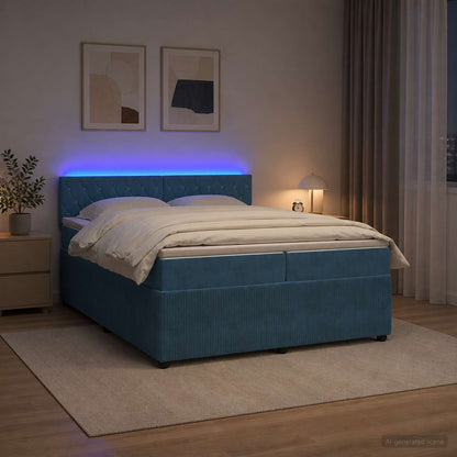 Boxspringbed met matras Blauw 200 x 200 cm Fluweel