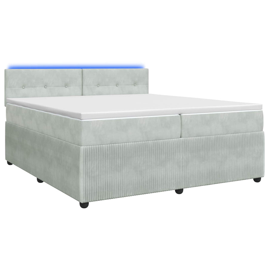 Boxspringbed met matras Lichtgrijs 200 x 200 cm Fluweel