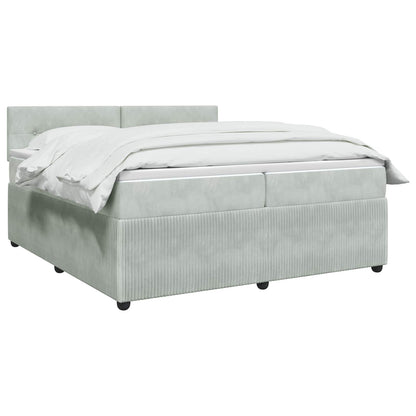 Boxspringbed met matras Lichtgrijs 200 x 200 cm Fluweel