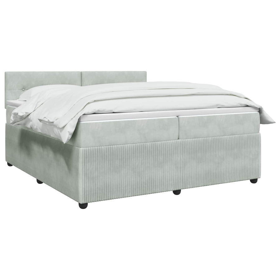 Boxspringbed met matras Lichtgrijs 200 x 200 cm Fluweel
