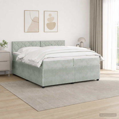 Boxspringbed met matras Lichtgrijs 200 x 200 cm Fluweel