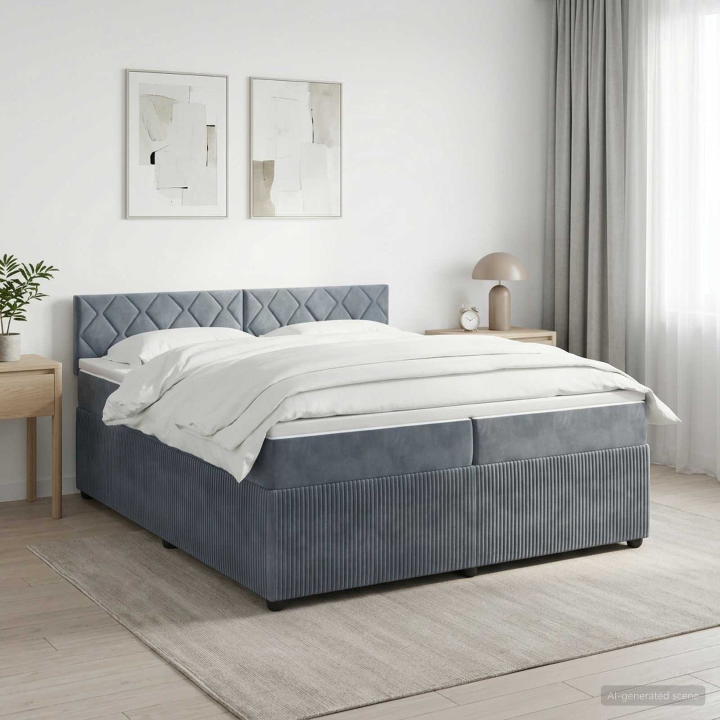 Boxspringbed met matras Donkergrijs 200 x 200 cm Fluweel
