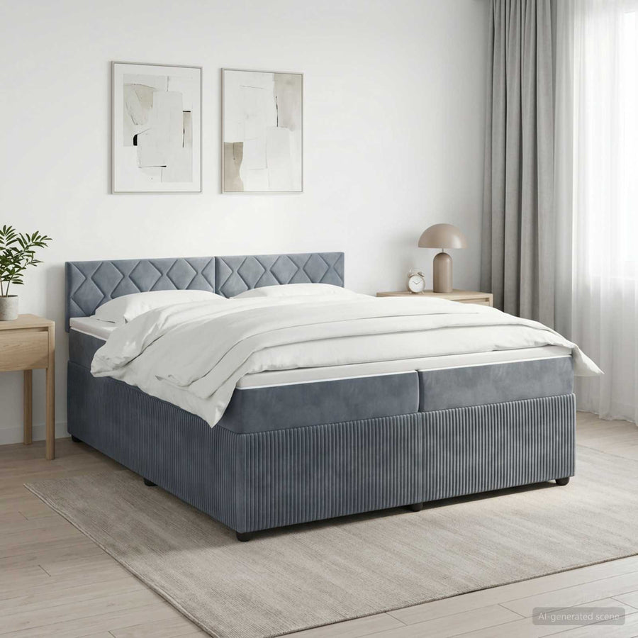 Boxspringbed met matras Donkergrijs 200 x 200 cm Fluweel