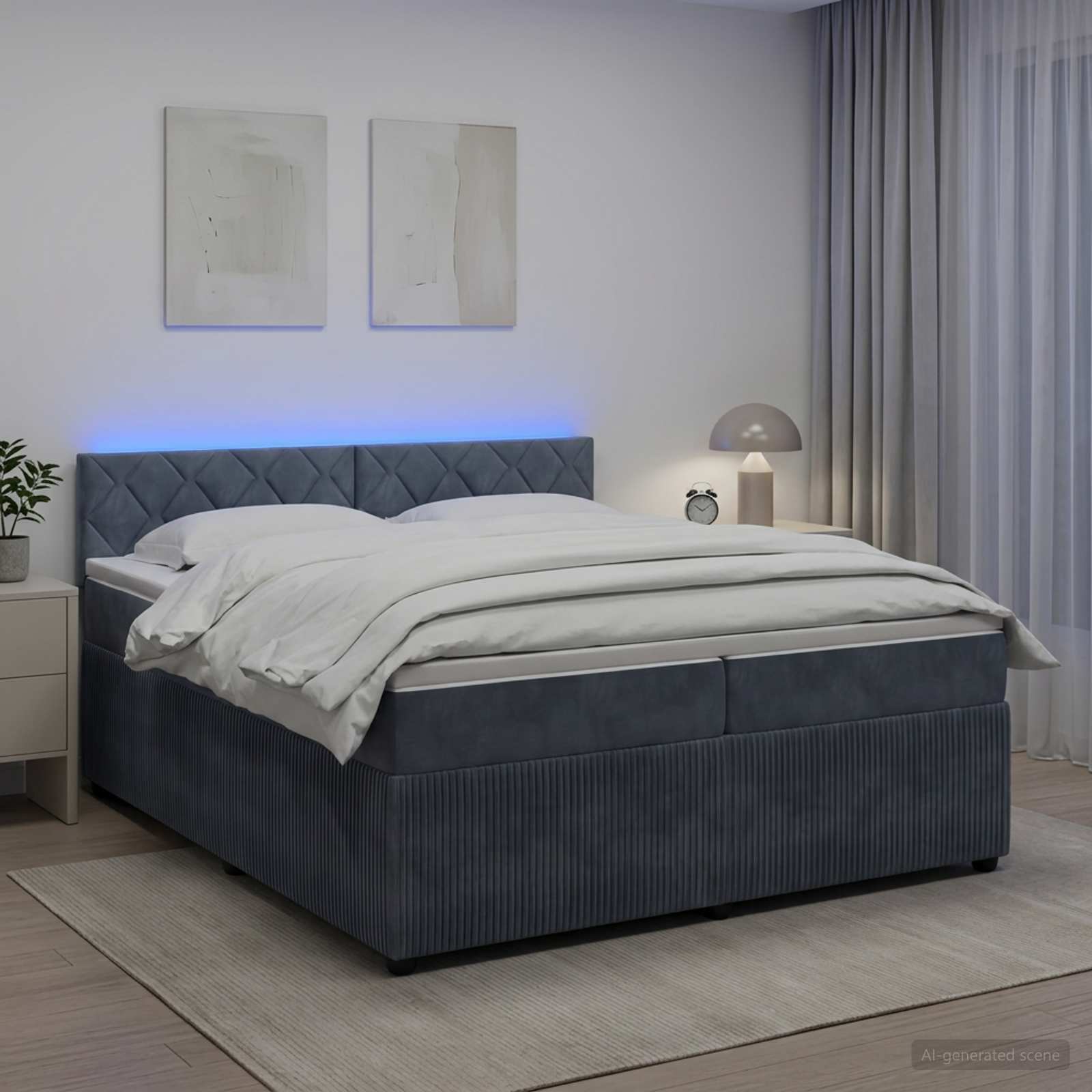 Boxspringbed met matras Donkergrijs 200 x 200 cm Fluweel