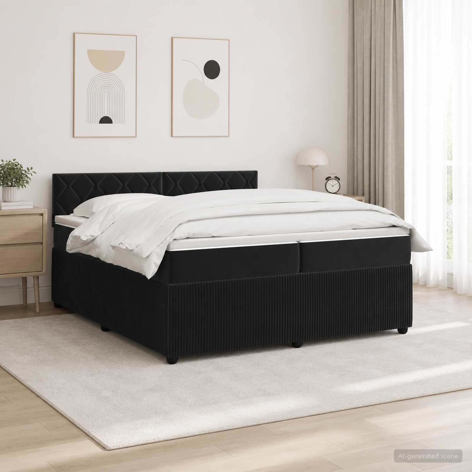 Boxspringbed met matras Zwart 200 x 200 cm Fluweel