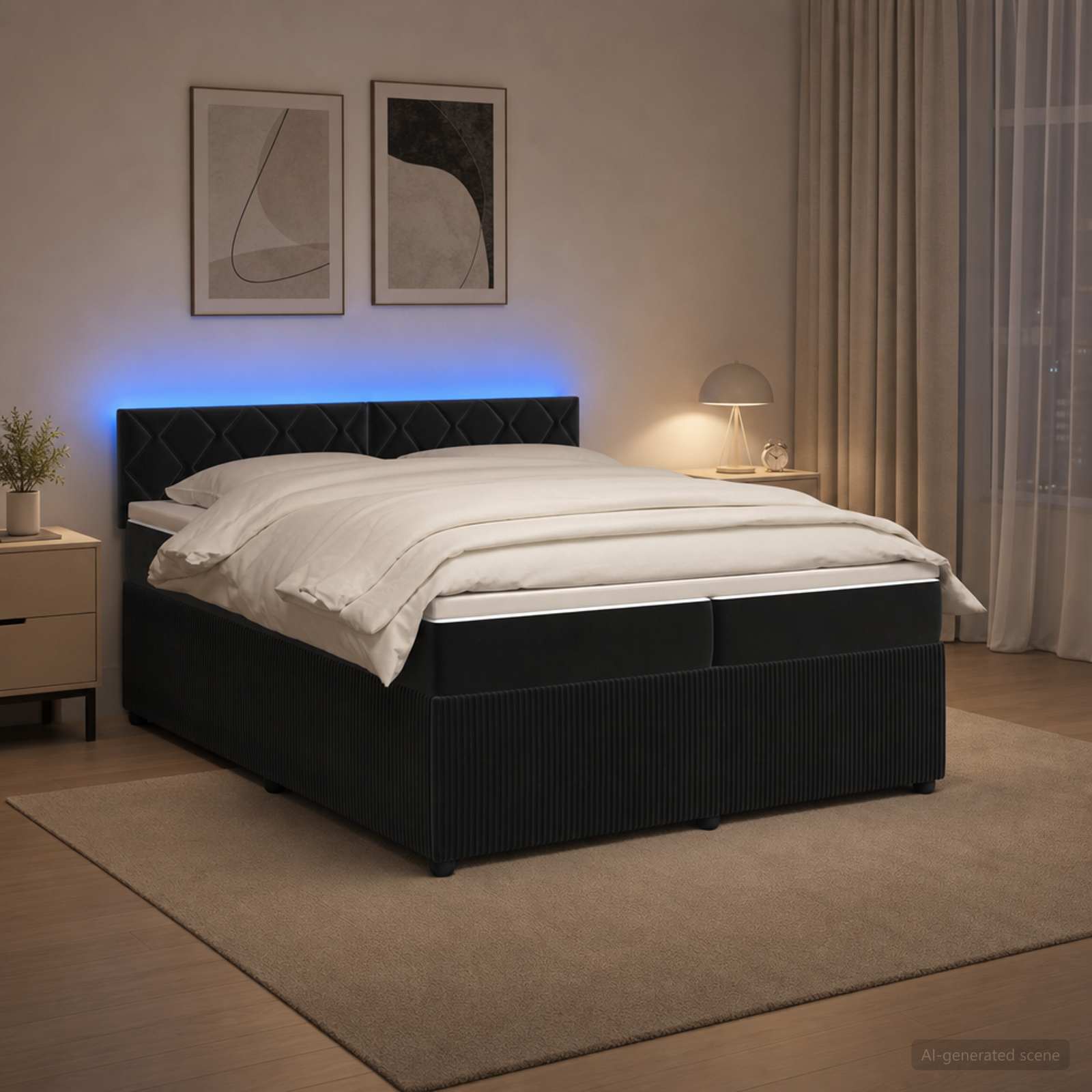Boxspringbed met matras Zwart 200 x 200 cm Fluweel