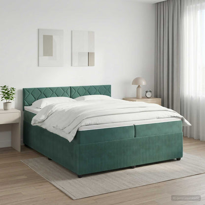 Boxspringbed met matras Donkergroen 200 x 200 cm Fluweel