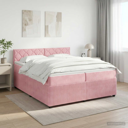 Boxspringbed met matras Roze 200 x 200 cm Fluweel