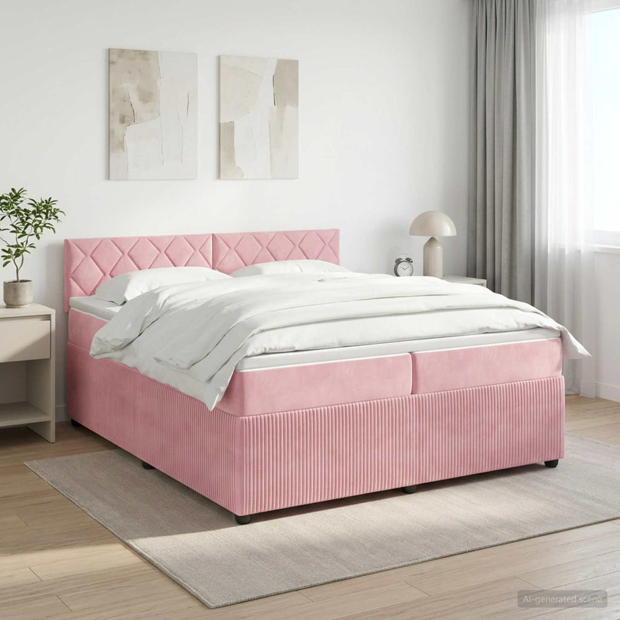 Boxspringbed met matras Roze 200 x 200 cm Fluweel
