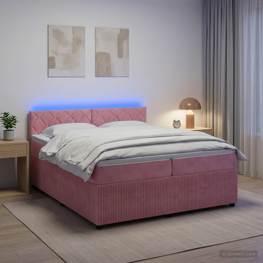Boxspringbed met matras Roze 200 x 200 cm Fluweel