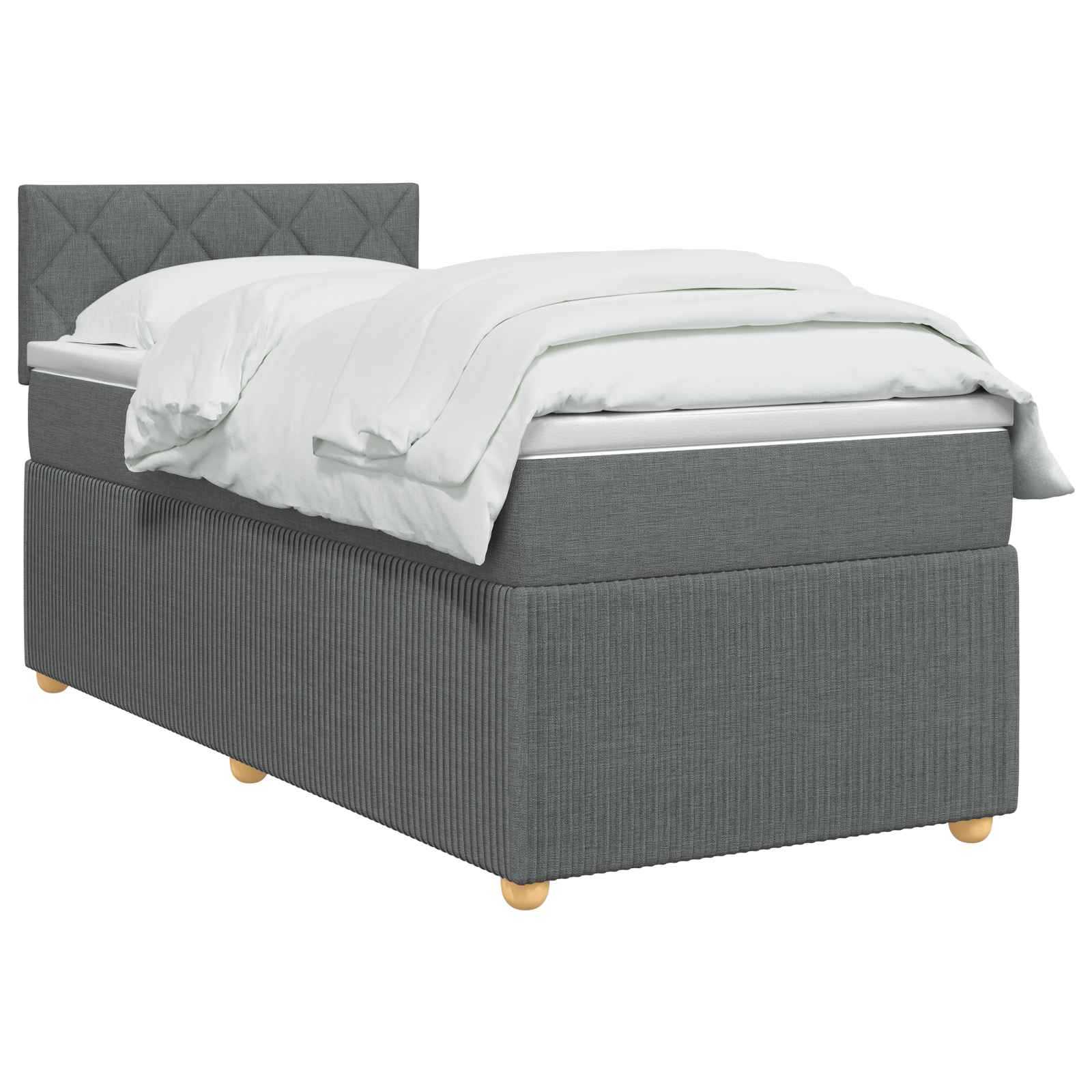 Boxspring Bed met Matras en LED Donkergrijs 90 x 190 cm Stof
