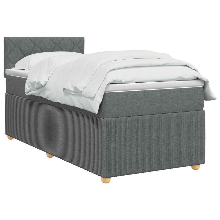 Boxspring Bed met Matras en LED Donkergrijs 90 x 190 cm Stof