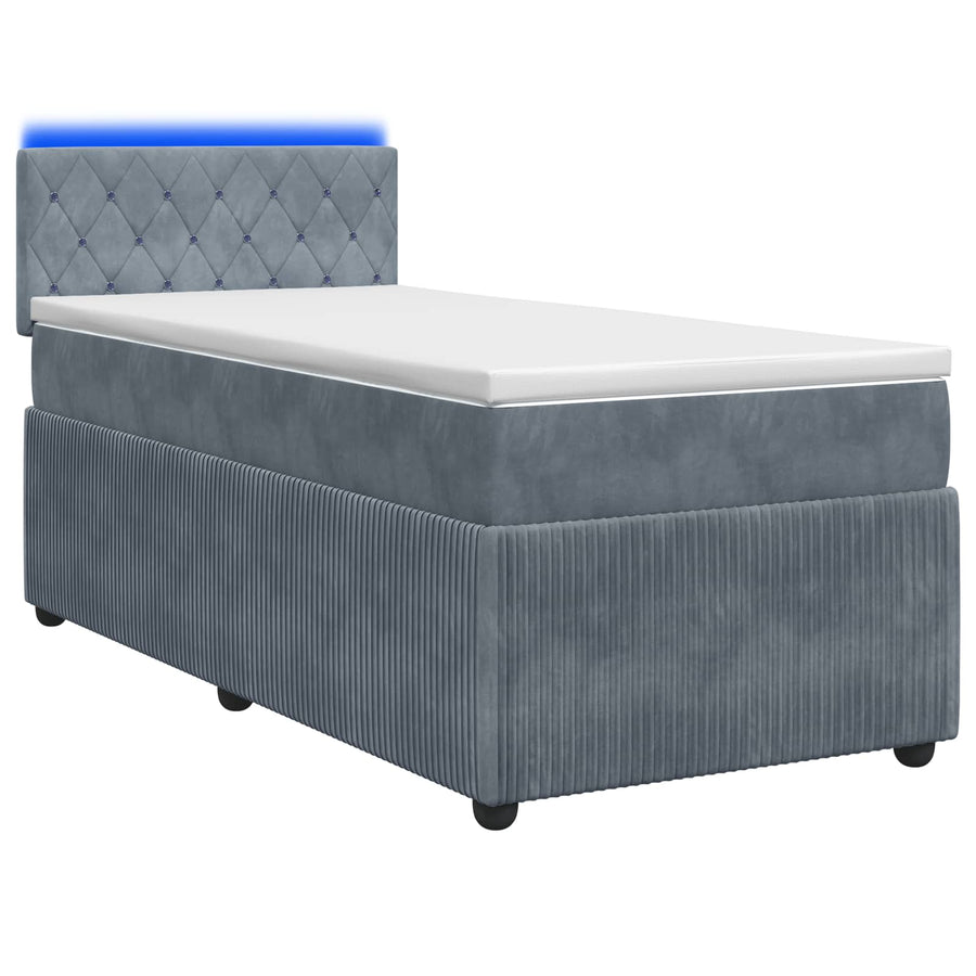 Boxspring Bed met Matras en LED Donkergrijs 90 x 190 cm Fluweel
