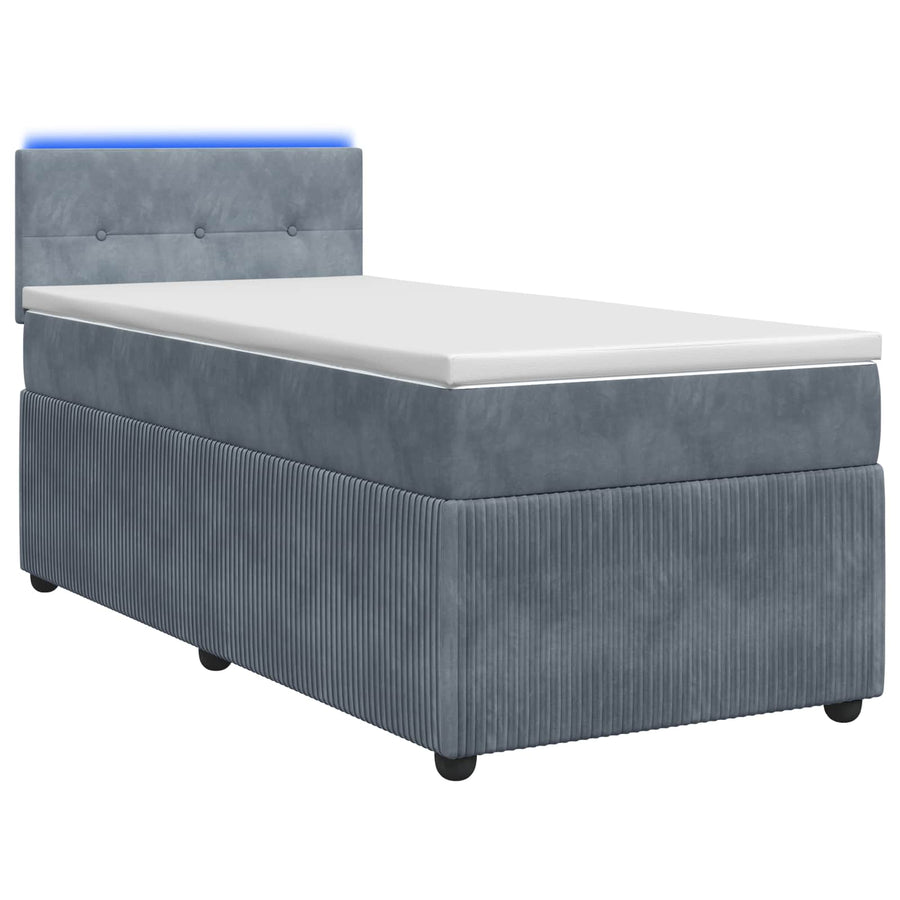 Boxspring Bed met Matras en LED Donkergrijs 90 x 190 cm Fluweel