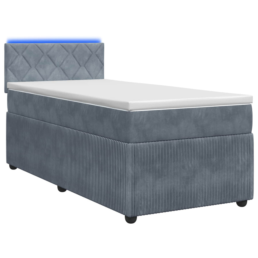 Boxspring Bed met Matras en LED Donkergrijs 90 x 190 cm Fluweel