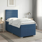 Boxspringbed 100x200 cm blauw met matras hoofdeinde