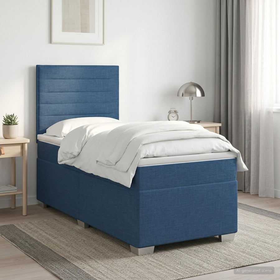Boxspringbed met matras met hoofdeinde Blauw 100 x 200 cm Stof