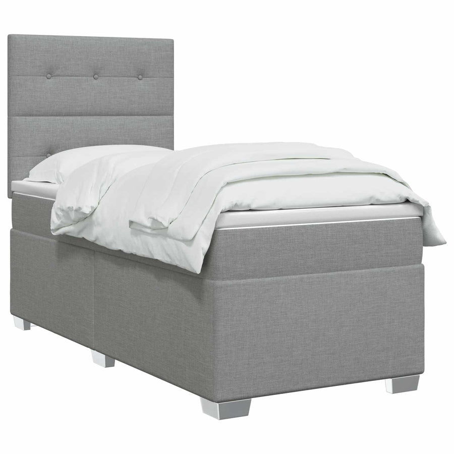 Boxspringbed met matras Lichtgrijs 80 x 200 cm Stof