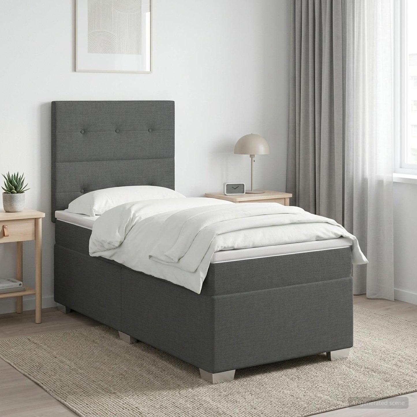 Boxspringbed met matras Donkergrijs 90 x 190 cm Stof