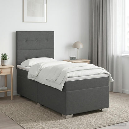 Boxspringbed met matras Donkergrijs 90 x 190 cm Stof