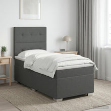 Boxspringbed met matras Donkergrijs 100 x 200 cm Stof