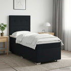 Boxspringbed met matras met hoofdeinde Zwart 100 x 200 cm Stof