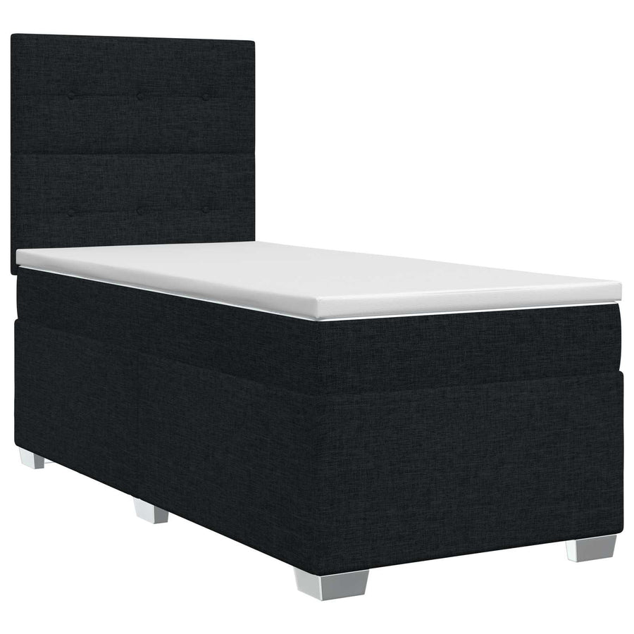 Boxspringbed met matras met hoofdeinde Zwart 80 x 200 cm Stof