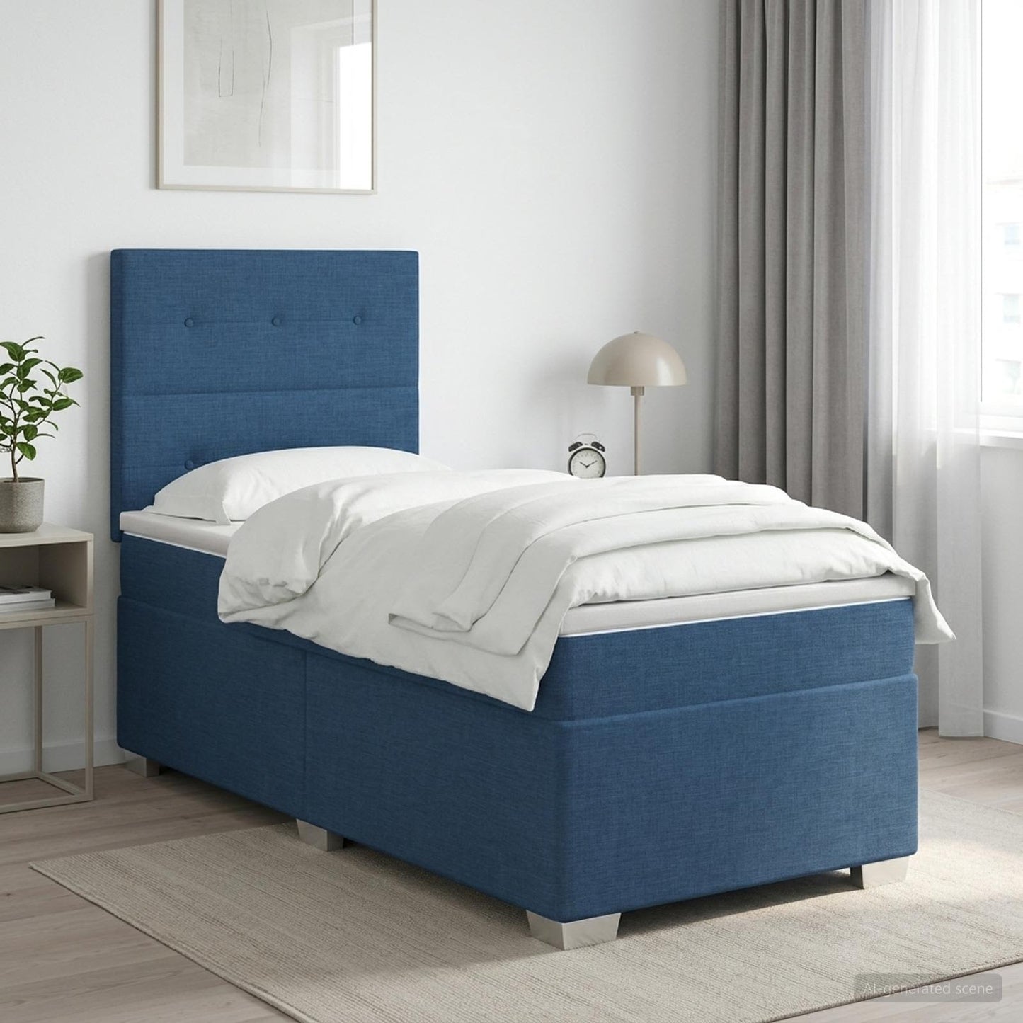 Boxspringbed met matras met hoofdeinde Blauw 90 x 190 cm Stof