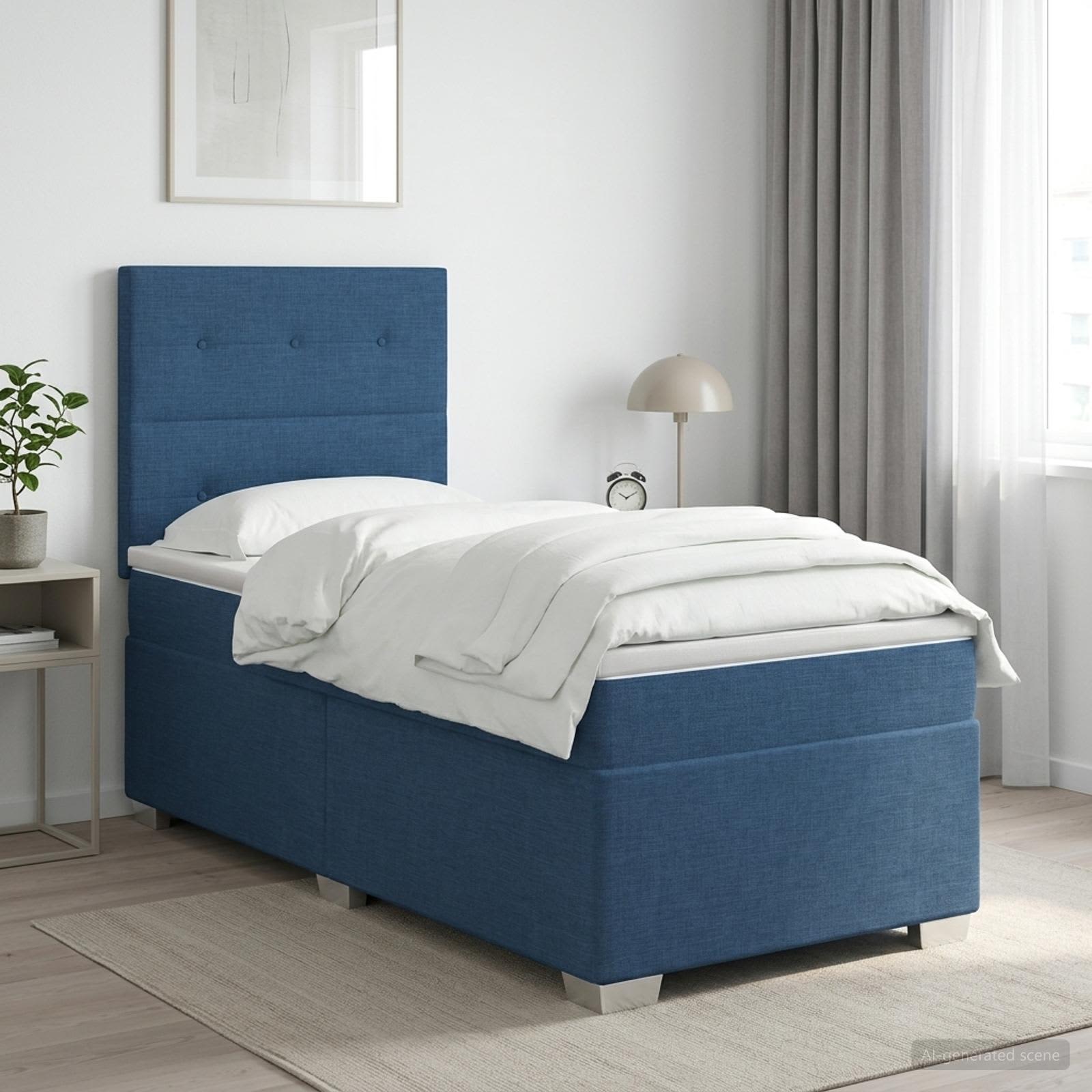 Boxspringbed met matras met hoofdeinde Blauw 90 x 190 cm Stof
