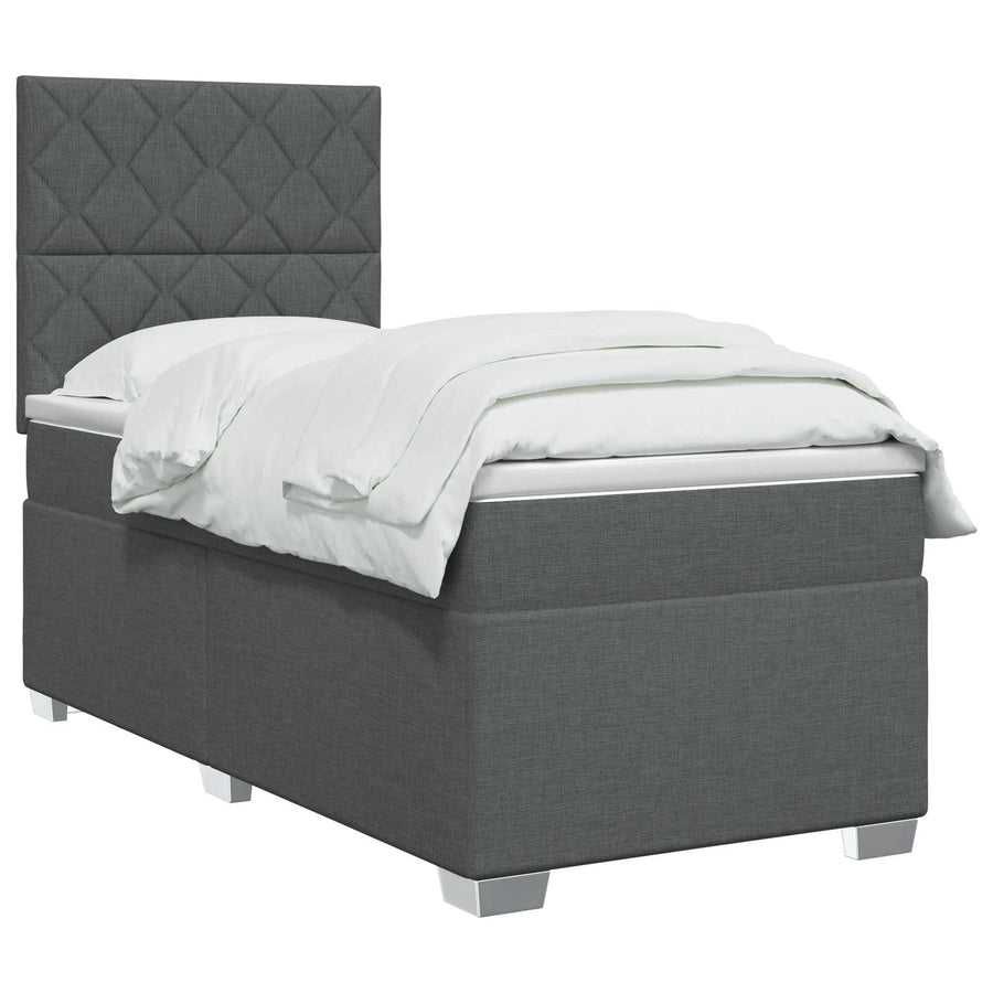 Boxspringbed met matras Donkergrijs 80 x 200 cm Stof