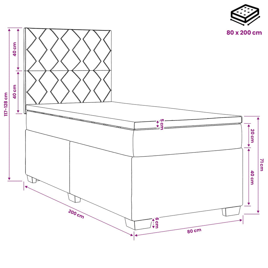 Boxspringbed met matras Donkergrijs 80 x 200 cm Stof