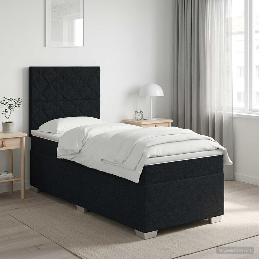 Boxspringbed met matras met hoofdeinde Zwart 90 x 190 cm Stof