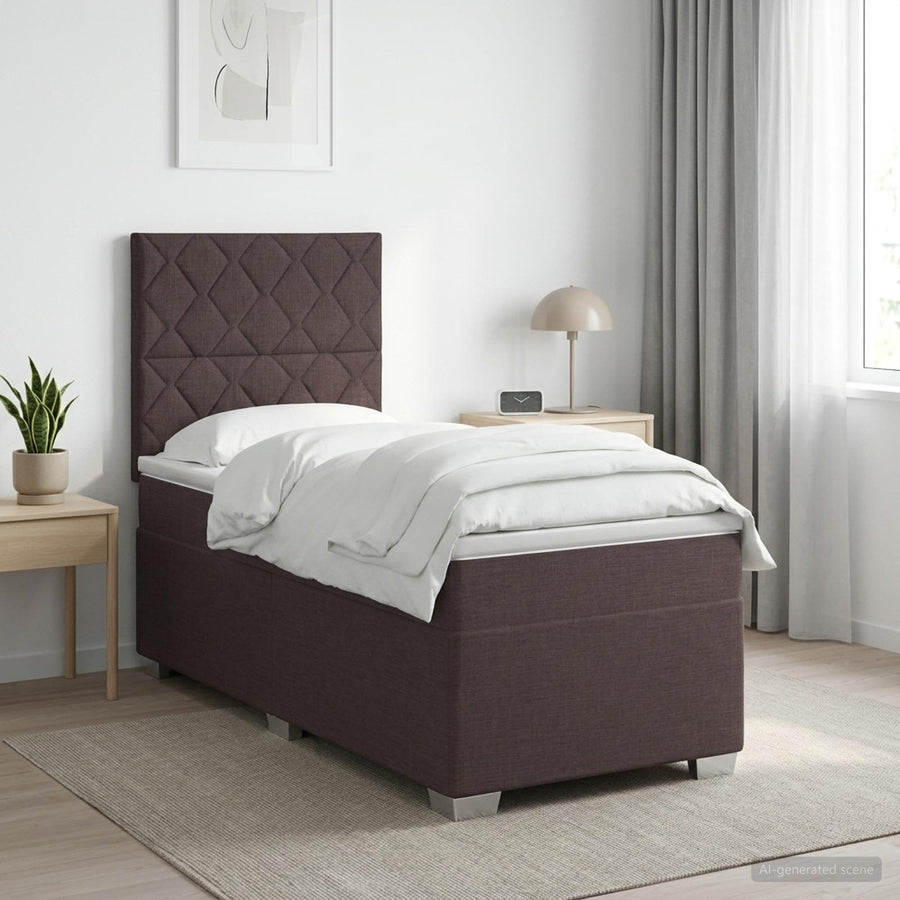 Boxspringbed met matras Donkerbruin 90 x 190 cm Stof