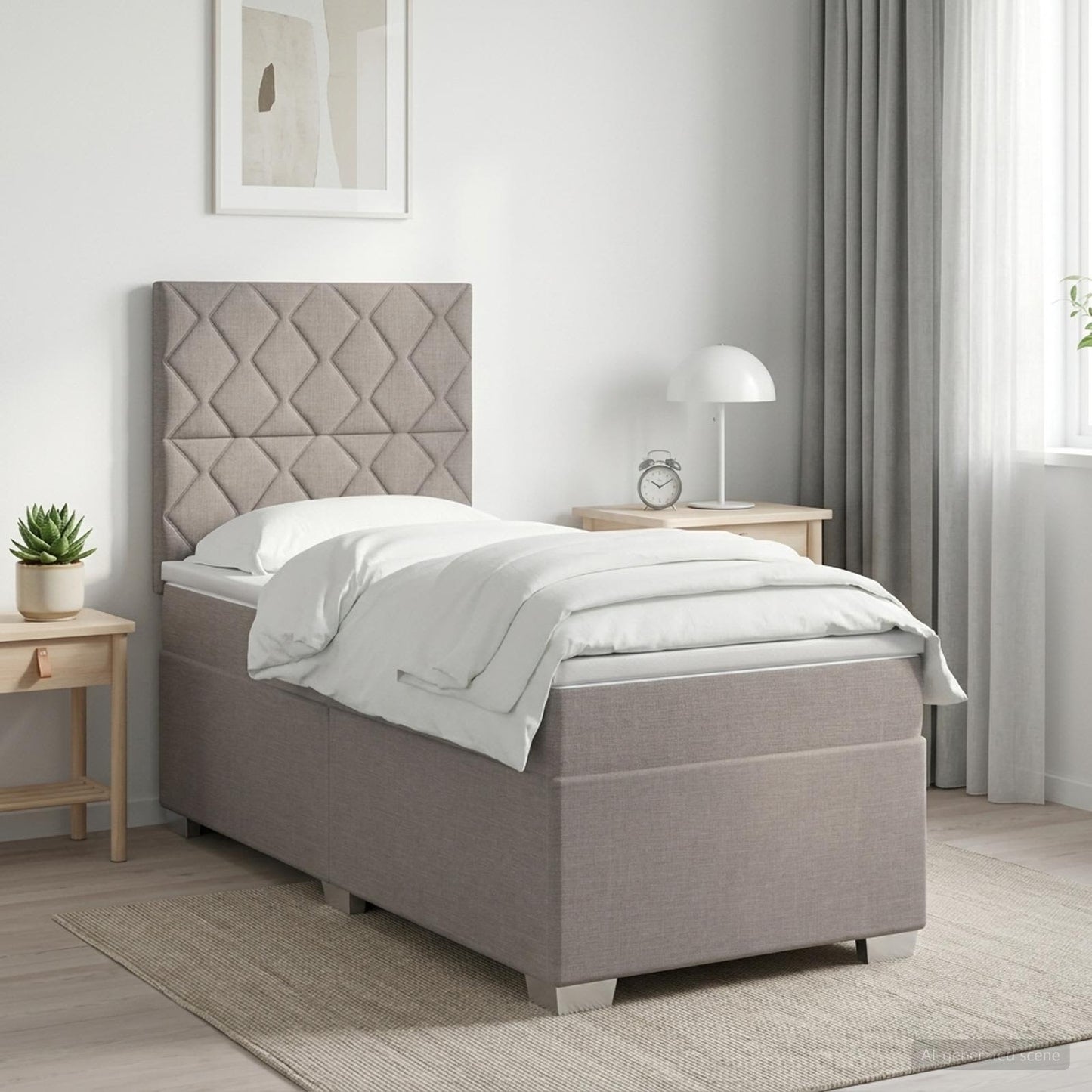 Boxspringbed met matras met hoofdeinde Taupe 100 x 200 cm Stof
