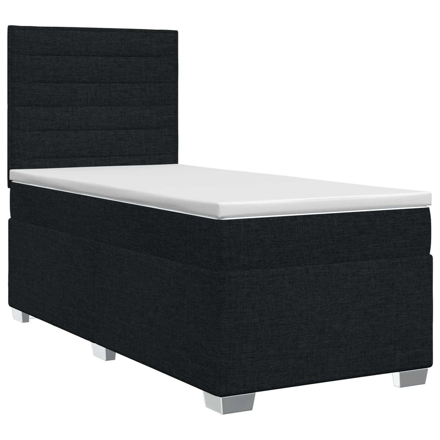 Boxspringbed met matras met hoofdeinde Zwart 90 x 190 cm Stof