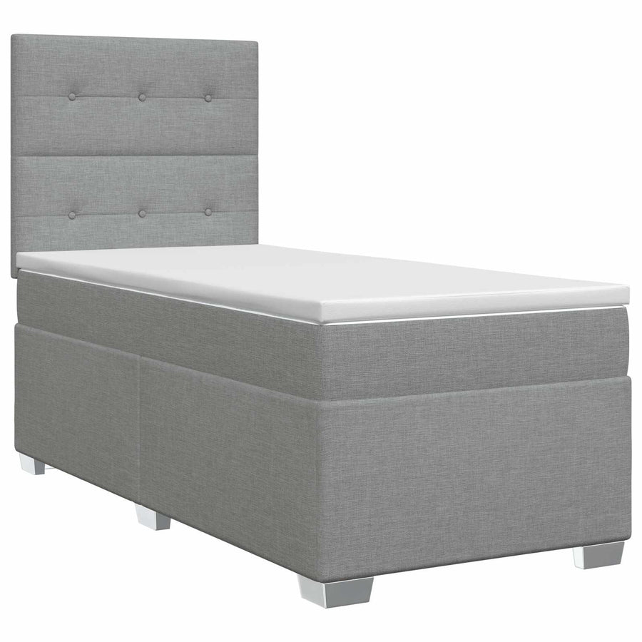 Boxspringbed met matras Lichtgrijs 90 x 190 cm Stof