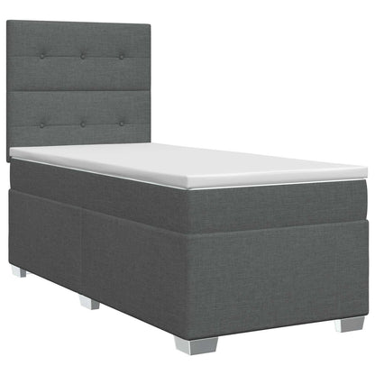 Boxspringbed met matras Donkergrijs 90 x 190 cm Stof
