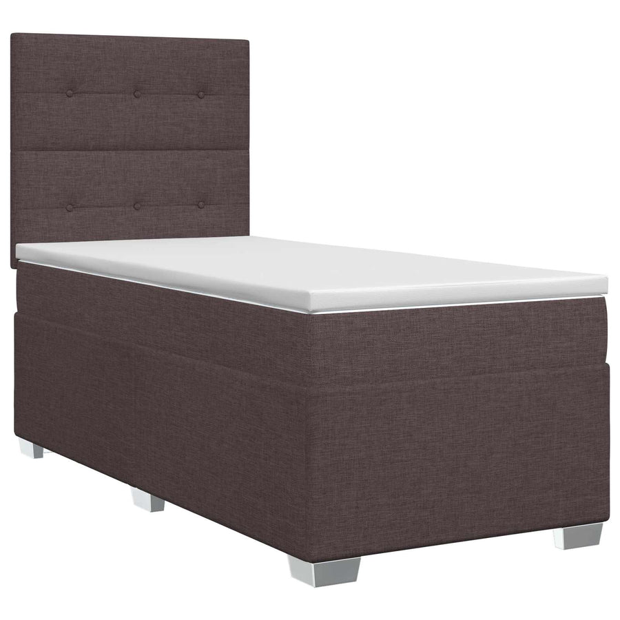 Boxspringbed met matras Donkerbruin 90 x 190 cm Stof