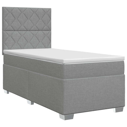 Boxspringbed met matras Lichtgrijs 90 x 190 cm Stof