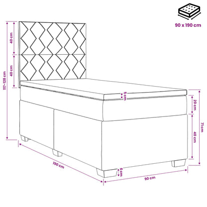 Boxspringbed met matras Donkergrijs 90 x 190 cm Stof