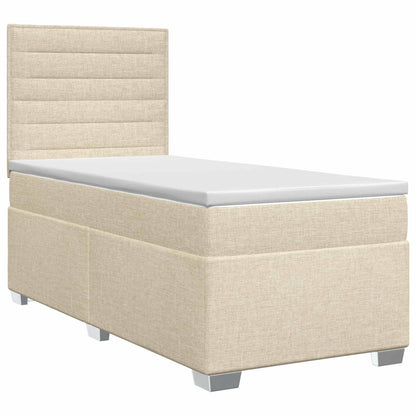 Boxspringbed met matras Crèmekleurig 90 x 200 cm Stof