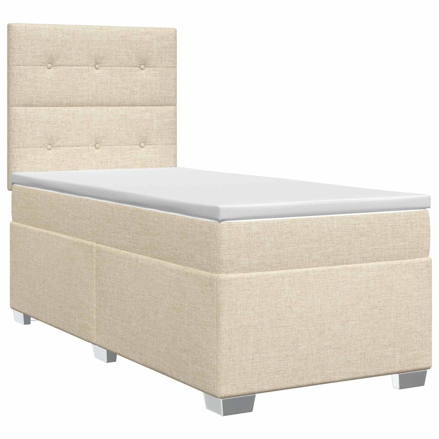 Boxspringbed met matras Crèmekleurig 90 x 200 cm Stof