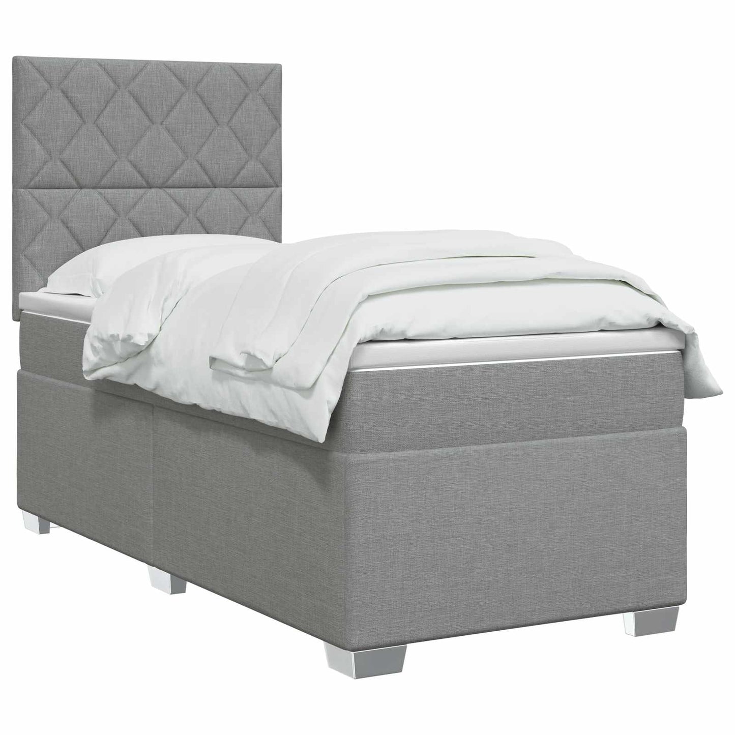 Boxspringbed met matras Lichtgrijs 90 x 200 cm Stof