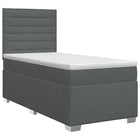 Boxspringbed met matras Donkergrijs 100 x 200 cm Stof