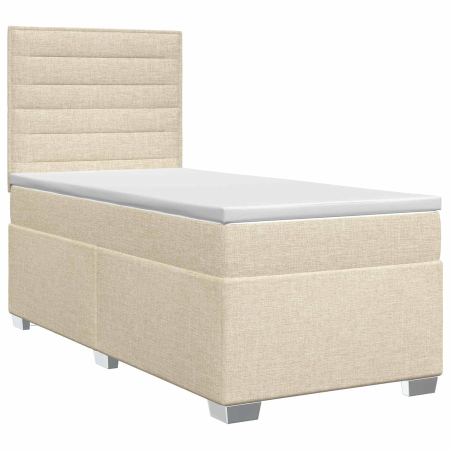 Boxspringbed met matras Crèmekleurig 100 x 200 cm Stof